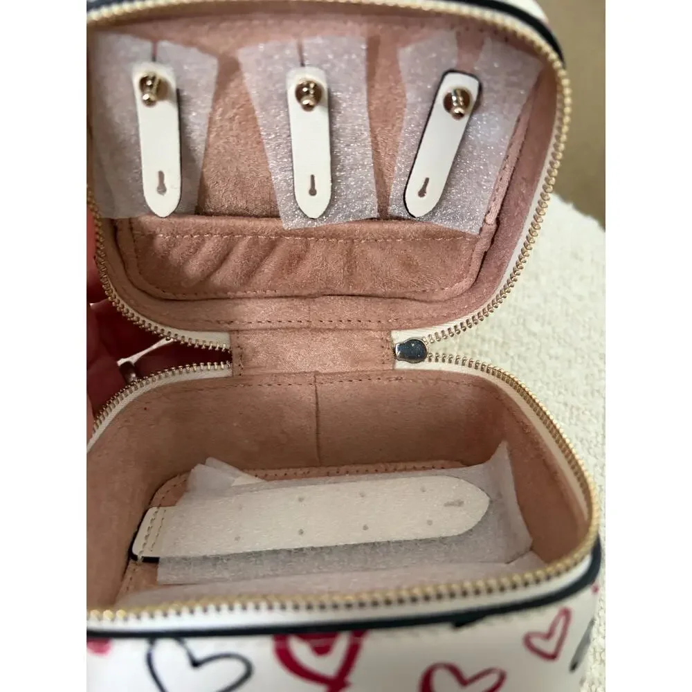 Kate Spade New York NIB Staci Scribble Hearts Boxed Travel Jewelry Holder